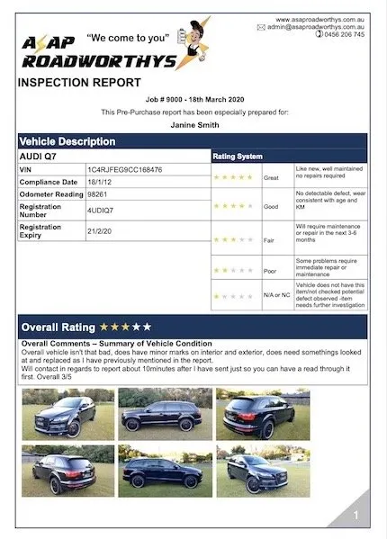Vehicle Pre-Purchase Inspection V3 Audi 2 screenshot