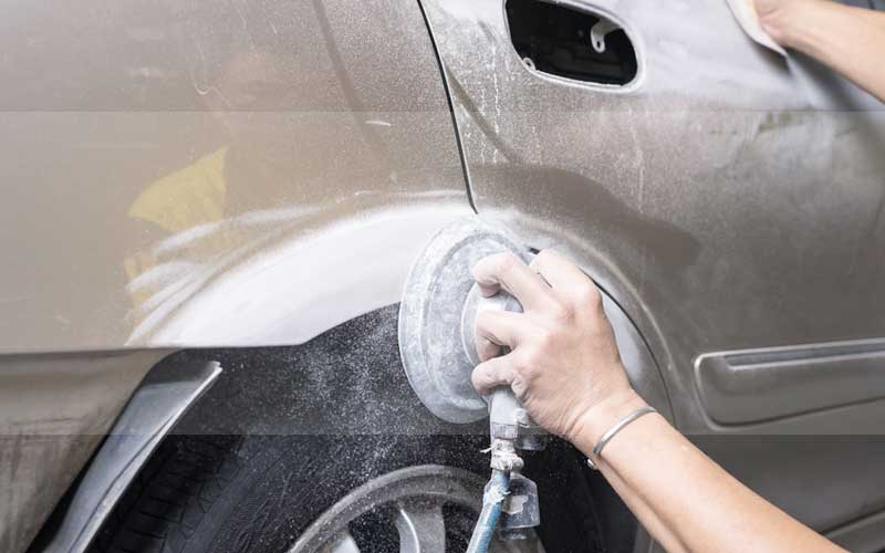 fixing the scratches using a buffer